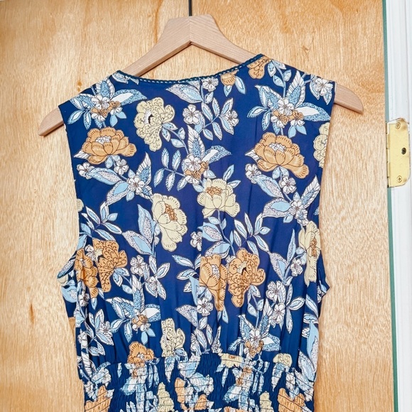 Lola P Floral Boho Sleeveless Maxi Dress in Multi color Blue Womens Size L NWT - Picture 7 of 8